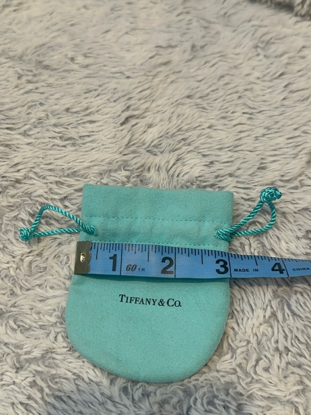 Tiffany & Co. Light Blue Suede Drawstring Pouch with Teal Cord